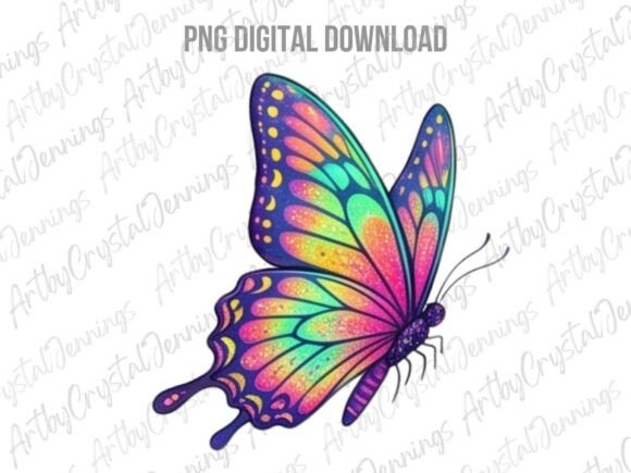 Download Vibrant Rainbow Butterfly PNG - Bow Collection