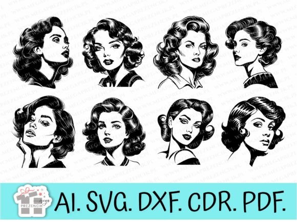 Download Vector Graphics Women in RETRO Style - Graphic Collection
