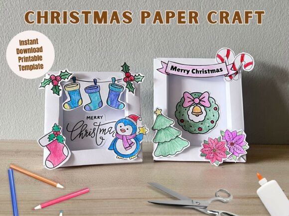Download 3D Christmas Paper Frame DIY Project - Diy project Collection