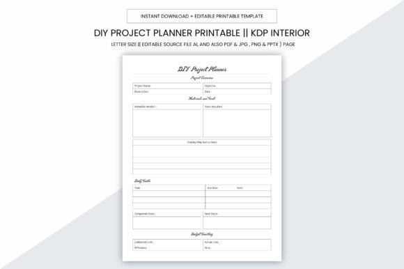 Download DIY Project Planner Kdp Printable - Premium Bundle