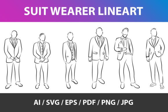 Download Suit Wearer Lineart Vector Graphics Pack - Graphic Collection