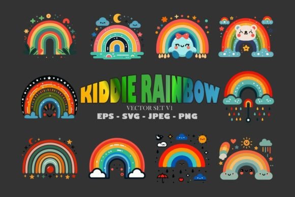 Download Kiddie Rainbow Vector Graphics EPS SVG - Bow Collection