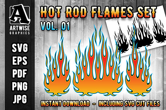 Download Hot Rod Fire Flame Vector Graphics Set - Graphic Collection