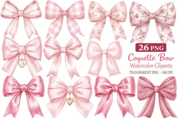 Download Coquette Bow Watercolor Cliparts - Bow Collection