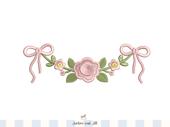 Download Floral Rose Bow Embroidery Border Design - Premium Resources