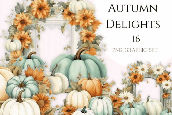 Download Fall Graphics Sage &amp; White Chic Pumpkins - Graphic Collection